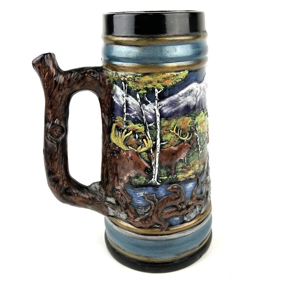VTG Holland Mold 3D Wildlife Beer Stein Removable Ram Lid 18” Bears Moose Eagle - Picture 10 of 16
